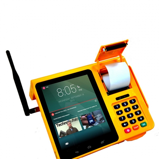 Android Mini Tablet Pos dengan 7 Inci Layar Sentuh Thermal Printer,  Scanner, NFC untuk Restaruant